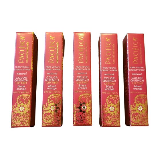 NEW Lot of 5 Pacifica BLOOD ORANGE Color Quench Lip Tint Vegan Cruelty Free - Picture 1 of 6